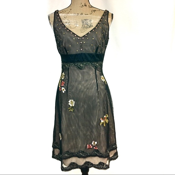 Adrianna Papell Dresses & Skirts - Adrianna Papell Black Mesh with Blush Lining Dress